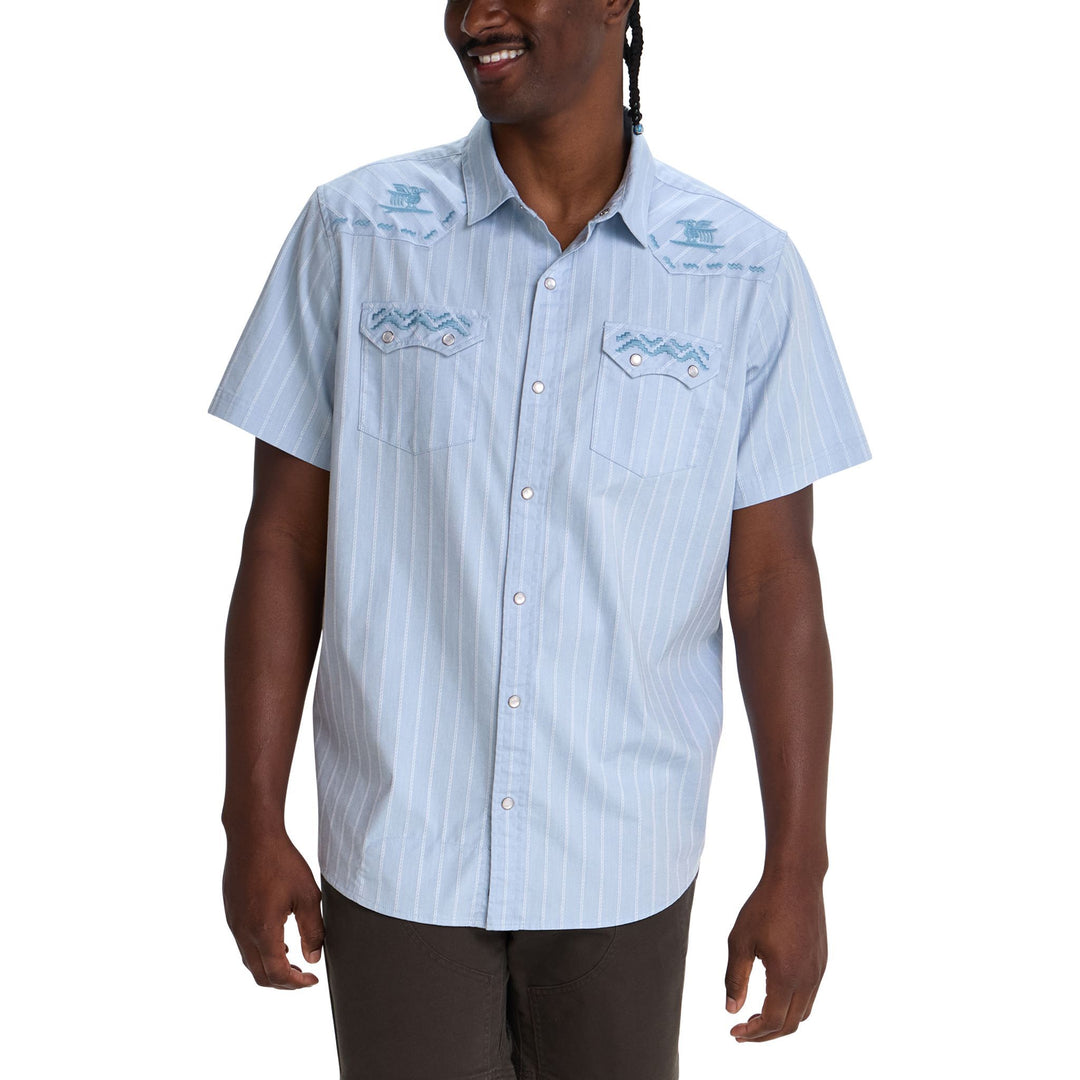 Howler Brothers Crosscut Deluxe Snapshirt Surfbird : Sky Oxford Dobby Image 05