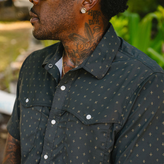 Howler Brothers Open Country Tech Shirt Supernovas : Antique Black Image 09