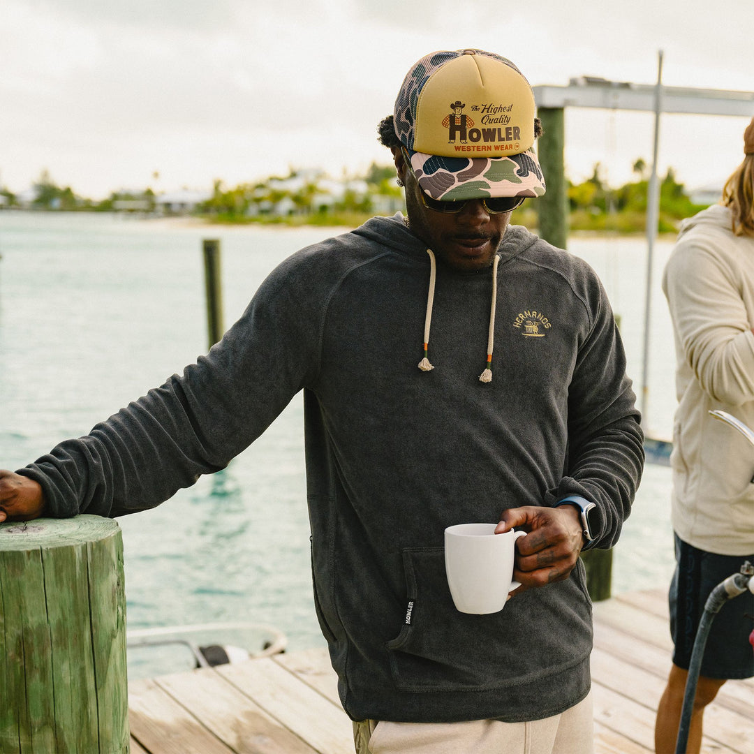 Howler Brothers Terrycloth Hoodie Surfbird : Antique Black Image 06