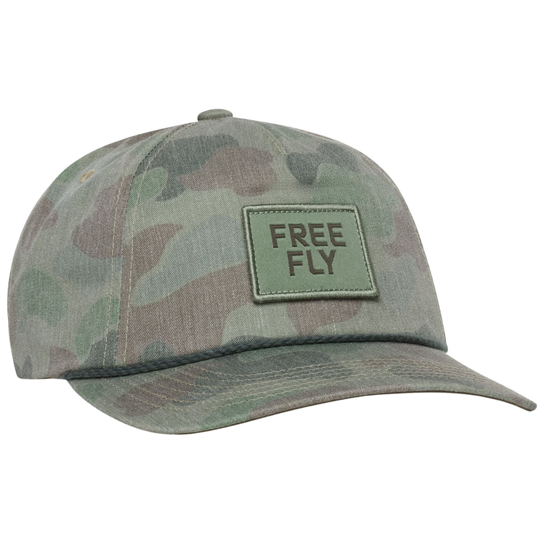 Free Fly Logo Performance Hat Vintage Camo Oil Green Image 01