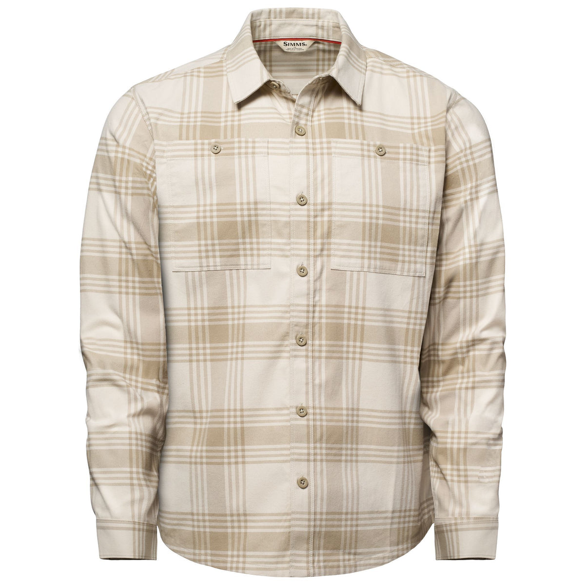 Simms Men's Tailout Flannel Louie Plaid: Stone Image 01