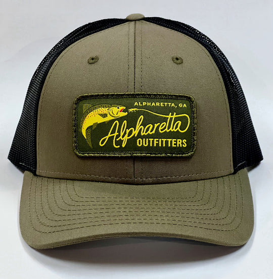 AO Woven Brown Trout Logo Hat - Richardson 115 Loden/Black