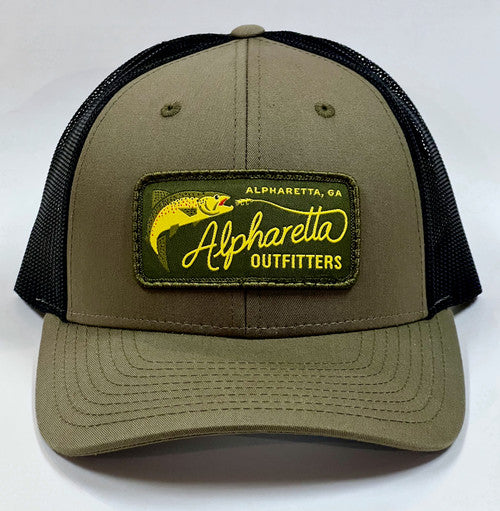 AO Woven Brown Trout Logo Hat - Richardson 115 Loden/Black
