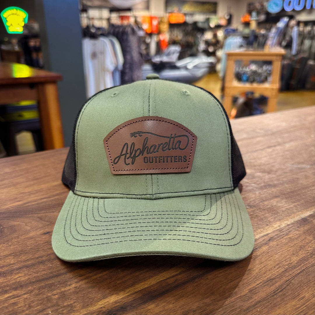 AO Leather Script Hat - Richardson 112 Split Loden/Black