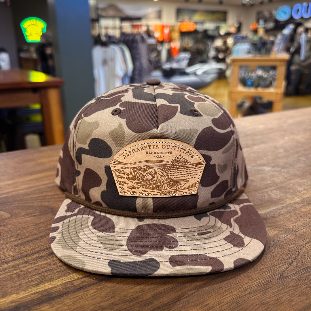 AO Casey Underwood Striped Bass Hat - Richardson 256P Bark Duck Camo w/ Brown Rope