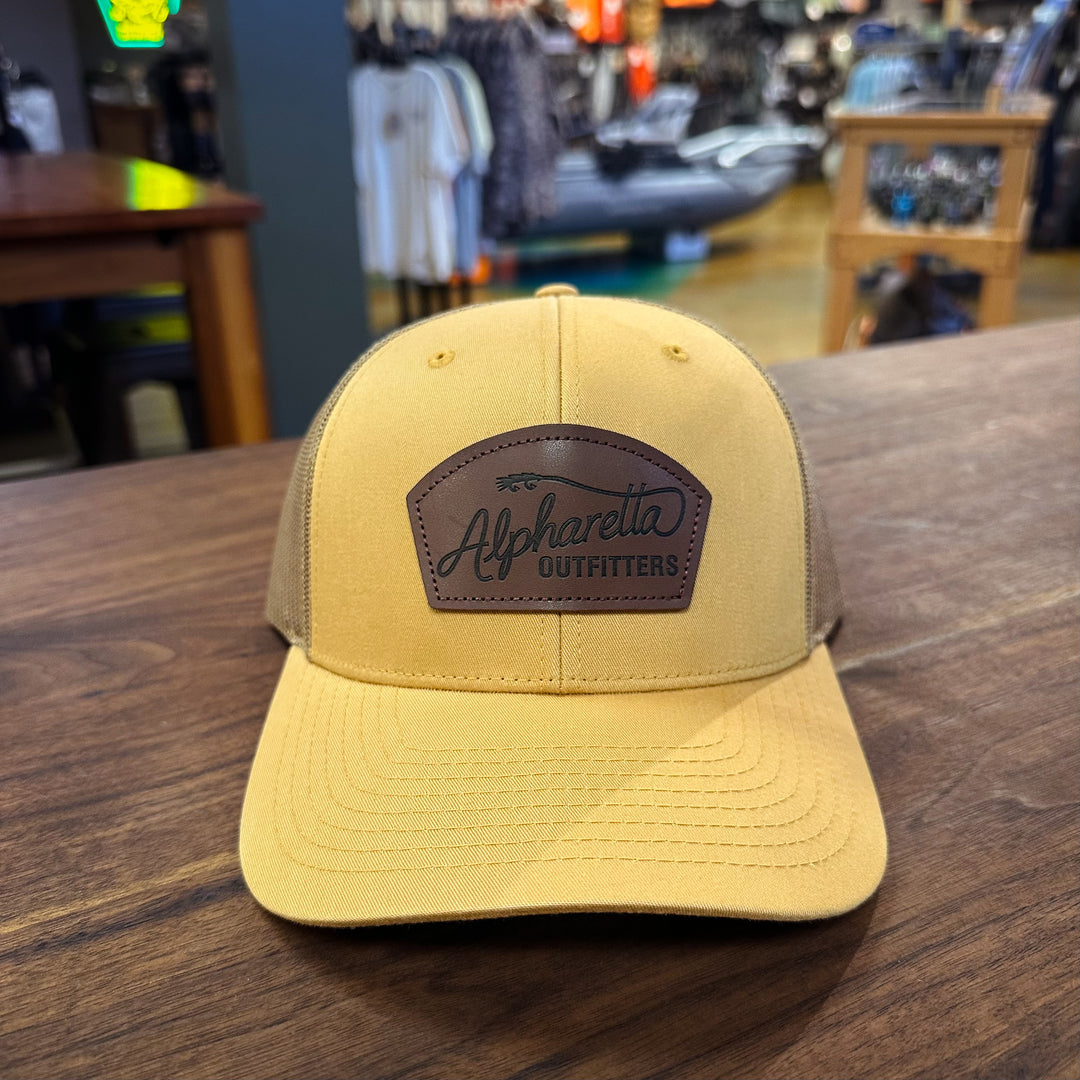 AO Script Logo Trucker Hat - Richardson 112 Solid Amber Gold
