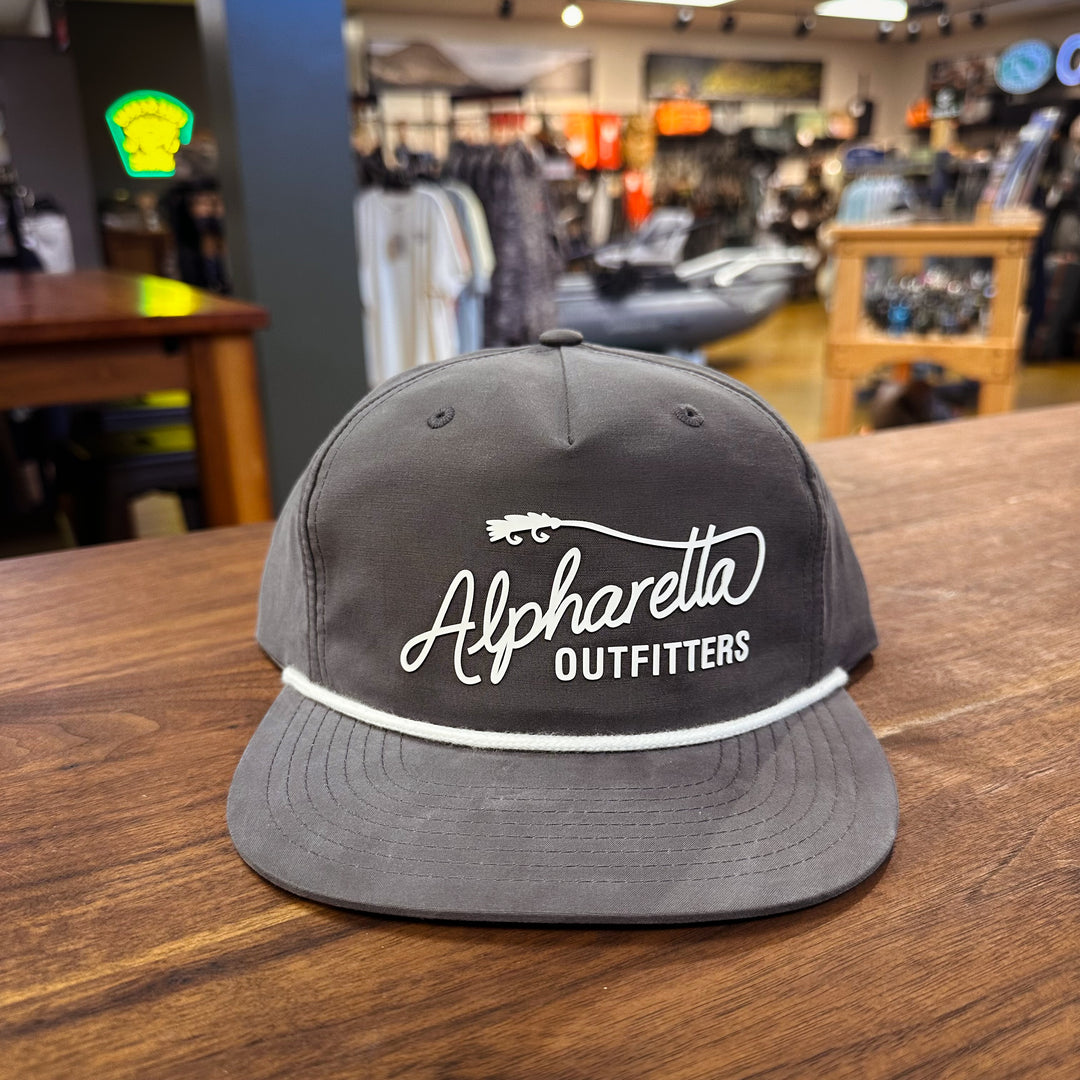AO Script Logo Rope Hat - Richardson 256 Umpqua Charcoal w/ White Rope