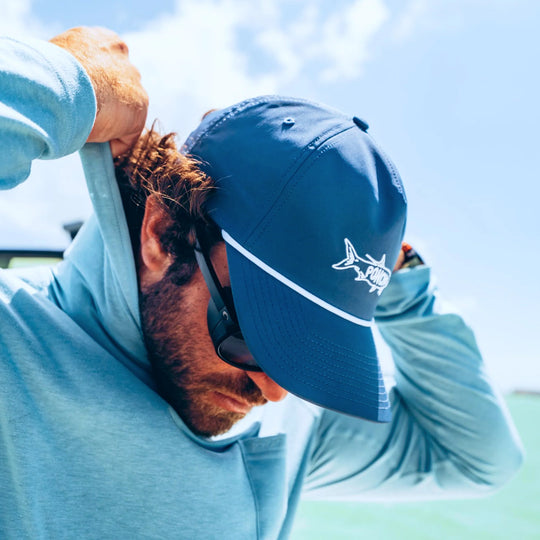 Poncho Navy Tarpon Rope Hat