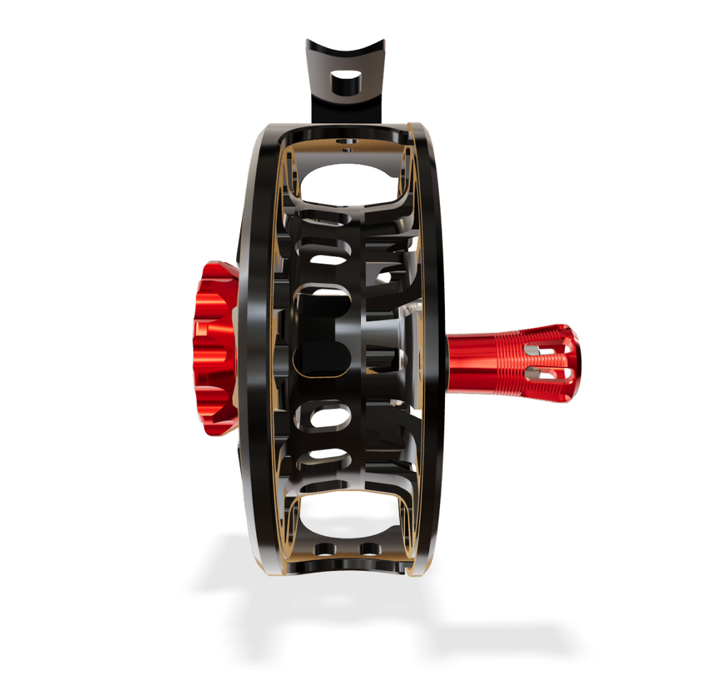 Abel SDF 5/6 Ported - Black - Red Drag Knob - Red Handle