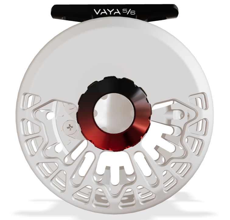 Abel Vaya 5/6 Ported - Satin Platinum - Black/Red Fade Drag knob - Ebony Handle