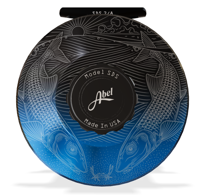 Abel SDS 7/8 Solid - Black Blue Fade W/ Tailing Bones - Black Drag Knob - Walnut Handle