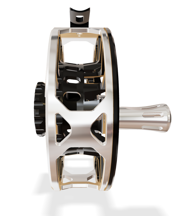 Abel SDX 9/11 Ported - Platinum Frame / Gloss Black Spool Frame - Black Drag Knob - Platinum Handle