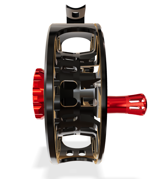 Abel SDS 7/8 Ported - Black - Red Drag Knob - Red Handle