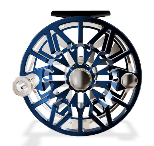 Abel SDX 9/11 Ported - Platinum Frame / Deep Blue Spool - Deep Blue Drag Knob - Platinum Handle