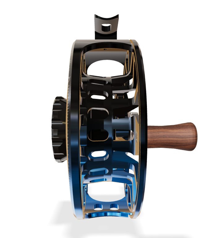 Abel SDS 7/8 Solid - Black Blue Fade W/ Tailing Bones - Black Drag Knob - Walnut Handle