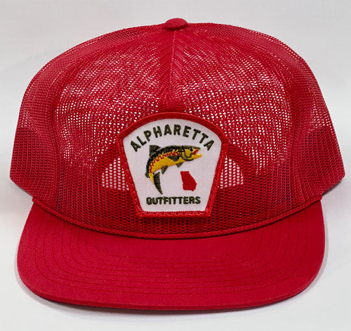 All Mesh Feed Store Trucker- Keystone Brown trout - Red