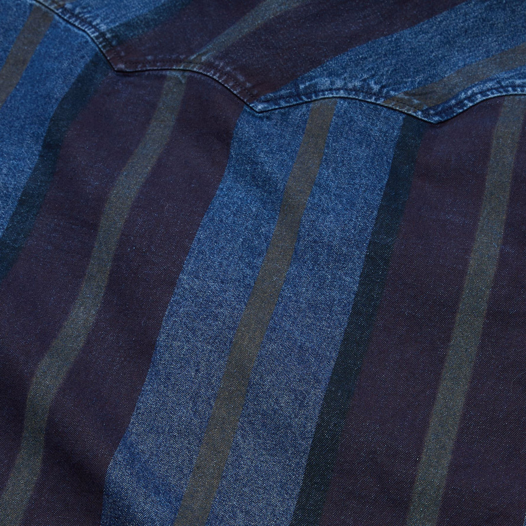 Howler Brothers Dust Up Denim Snapshirt Driver Stripe : Eggplant Image 07