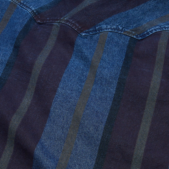 Howler Brothers Dust Up Denim Snapshirt Driver Stripe : Eggplant Image 07