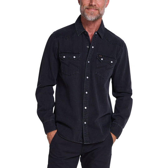 Howler Brothers Dust Up Denim Snapshirt Morrison Black Wash Image 02