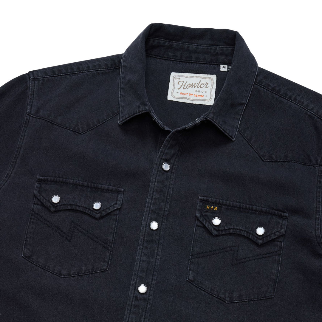 Howler Brothers Dust Up Denim Snapshirt Morrison Black Wash Image 04