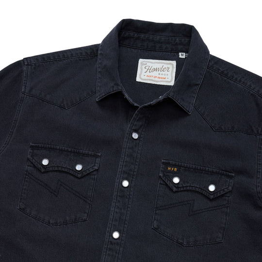 Howler Brothers Dust Up Denim Snapshirt Morrison Black Wash Image 04