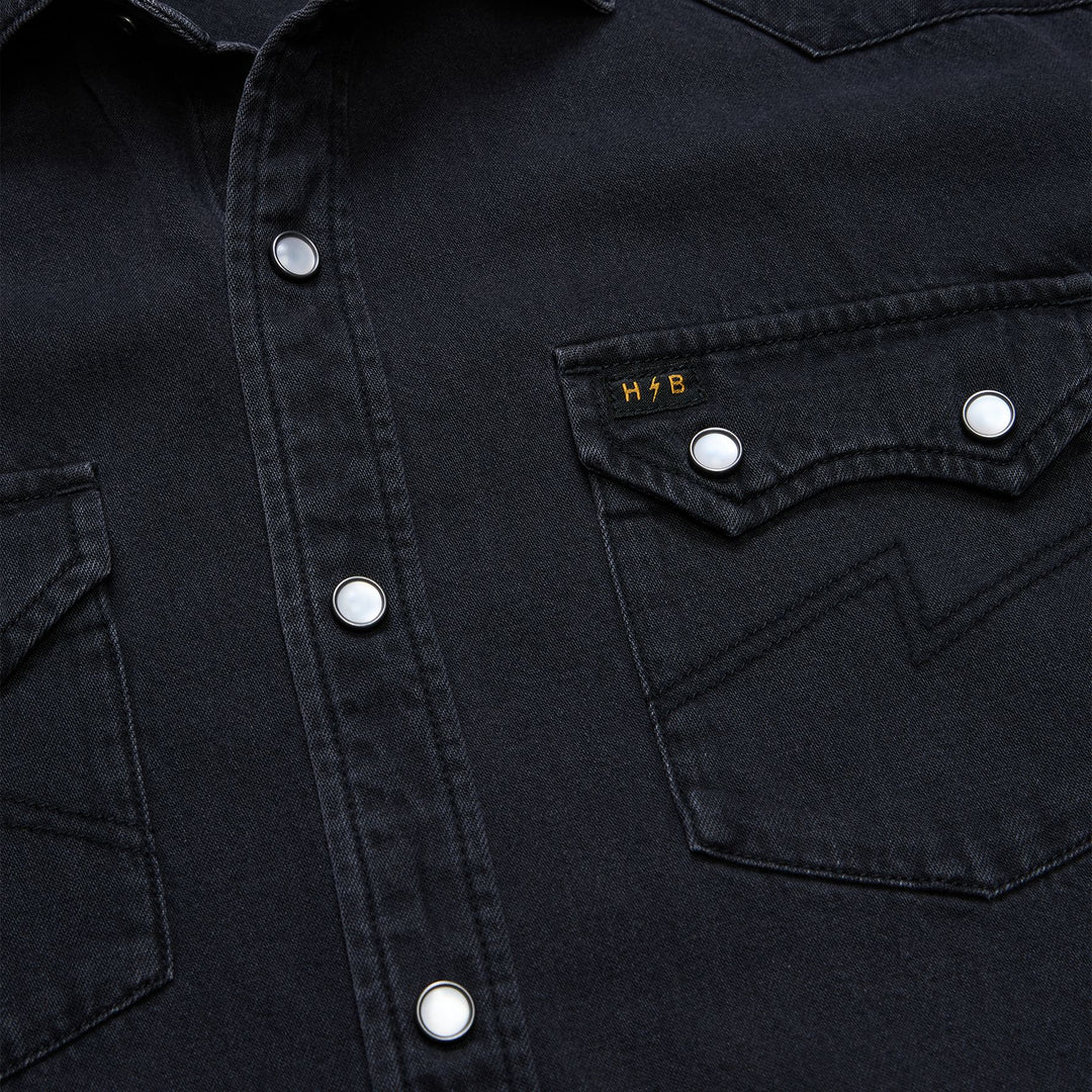 Howler Brothers Dust Up Denim Snapshirt Morrison Black Wash Image 05