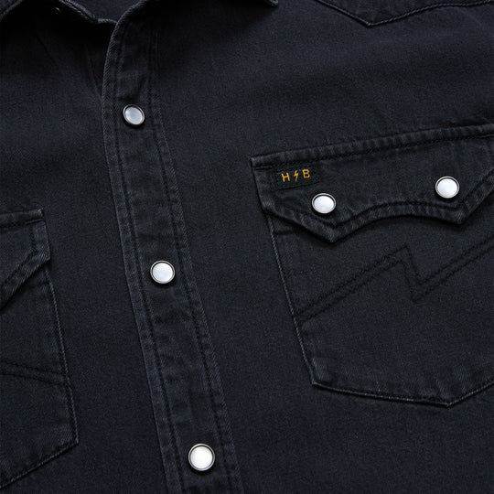 Howler Brothers Dust Up Denim Snapshirt Morrison Black Wash Image 05
