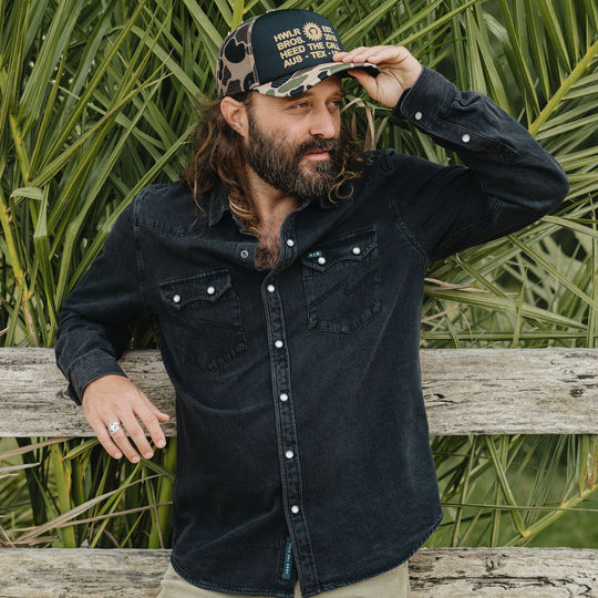 Howler Brothers Dust Up Denim Snapshirt Morrison Black Wash Image 08