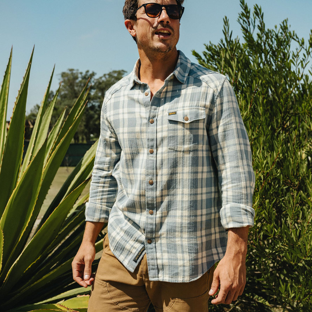 Howler Brothers La Grange Lightweight Flannel Cohen Plaid : Iron Blue Image 08