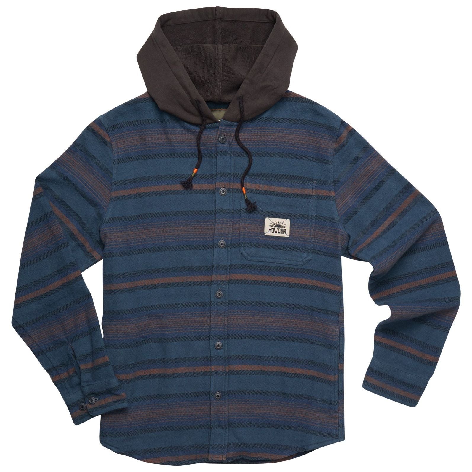 Howler Brothers Salvo Hooded Blanket Flannel Pathway Stripe : Dusk Image 01