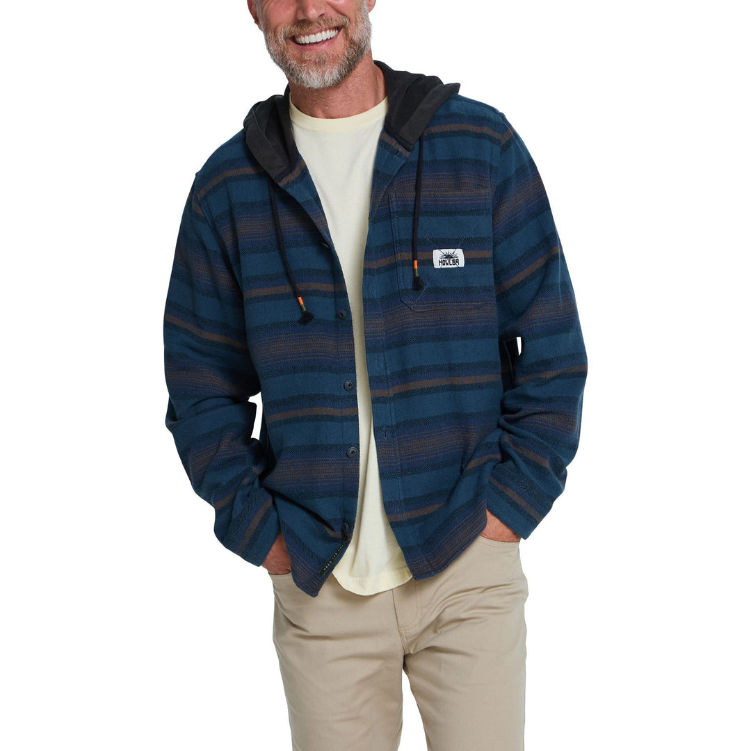 Howler Brothers Salvo Hooded Blanket Flannel Pathway Stripe : Dusk Image 02