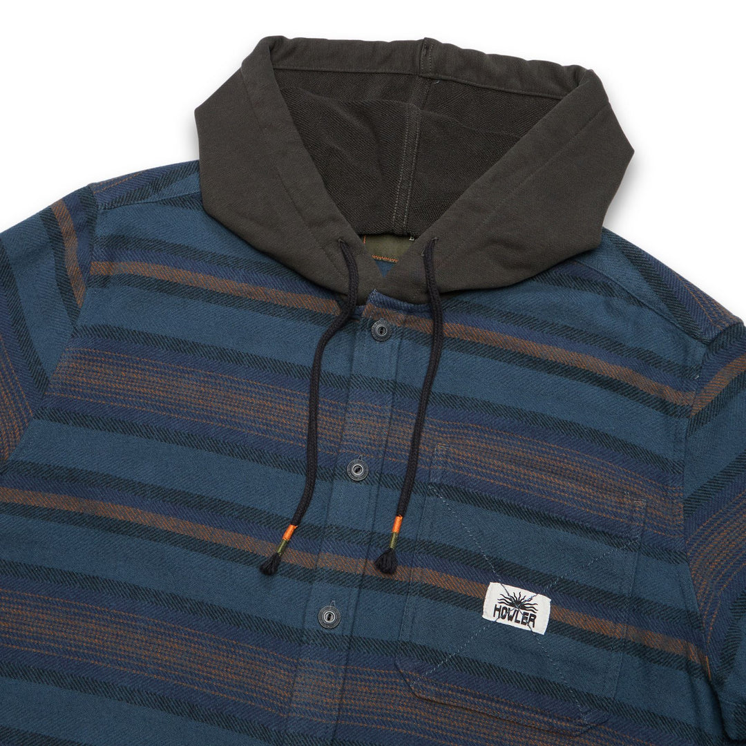 Howler Brothers Salvo Hooded Blanket Flannel Pathway Stripe : Dusk Image 04