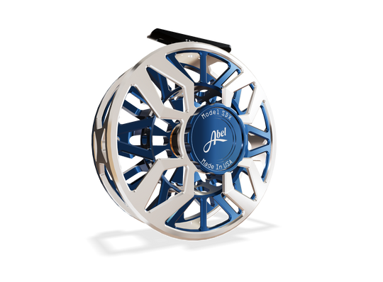 Abel SDX Fly Reel 9/11 Ported Platinum Frame / Deep Blue Spool Frame