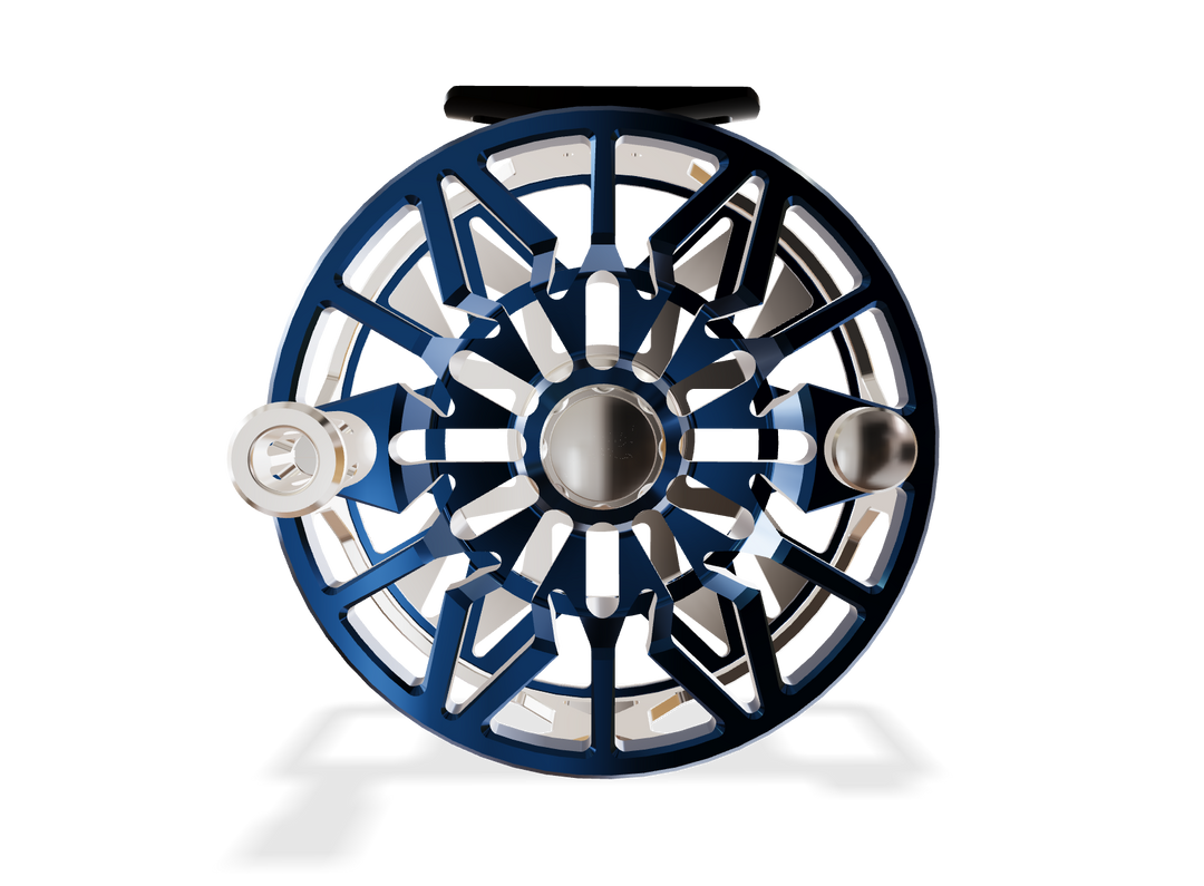 Abel SDX Fly Reel 9/11 Ported Platinum Frame / Deep Blue Spool Frame